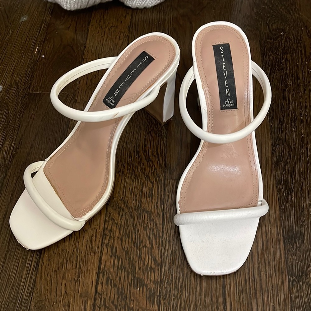 Steven White Strappy Heels
